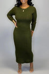 Temperament Slim Backless Solid Color Knitted Maxi Dress