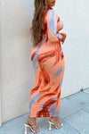 Fashion Printed Long Sleeve Slim Maxi Dress