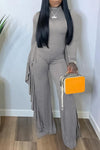 Fashion Solid Color Skinny Ruffle Wide Leg Jumpsuit