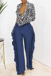 Fashion Color Fringed Straight Wide Leg Pants