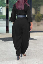Fashion Solid Color Loose Harem Jumpsuit (Without Belt)
