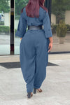 Fashion Solid Color Loose Harem Jumpsuit (Without Belt)