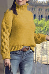 Loose Twist Solid Color Turtleneck Sweater