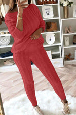 Temperament Plus Size Solid Color Twist Knit Pant Suits