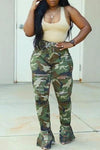 Personalized Camouflage Ripped Flared Pants