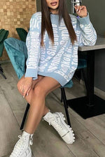 Trendy Colorful Letter Jacquard Loose Sweater