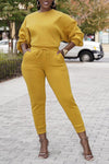 Casual Bating Sleeve Solid Color Round Neck Pant Suits