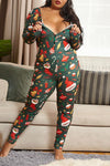 Christmas Plus Size Round Skinny Stretch Collar Jumpsuit
