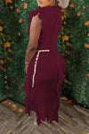 Chic Solid Color Round Neck Sleeveless Tassel Knit Maxi Dress