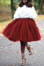 Elegant Solid Color Elastic Wais Mesh Multi-Layer Tutu Skirts