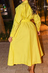 Simple Single Breasted Solid Color Long Sleeve Shirt Maxi Dress
