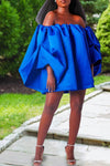 Fashion Bandeau Satin Solid Color Flared Sleeve Loose Mini Dress