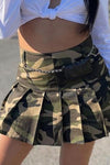 Trendy Camouflage Print A-Line Pleated Short Skirt