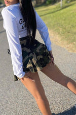 Trendy Camouflage Print A-Line Pleated Short Skirt