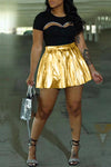 Fashion Bronzing High Waist Pleated Short Skirt