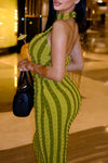 Sexy Plaid Textured Fabric Sleeveless Backless Maxi Dress