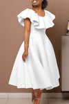 Elegant Ruffle Solid Color A-Line Plus Size Maxi Dress