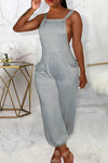 Comfort Solid Color Knotted Pocket Overalls