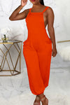 Comfort Solid Color Knotted Pocket Overalls