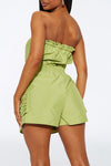Fashion Bandeau Solid Color Lace-Up Pocket Elastic Waist Culottes