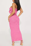 Sexy Bandeau Solid Color Knotted Slim-Fit Maxi Dress