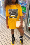 Casual Dog Print Short Sleeve Round Neck T-shirt Mini Dress
