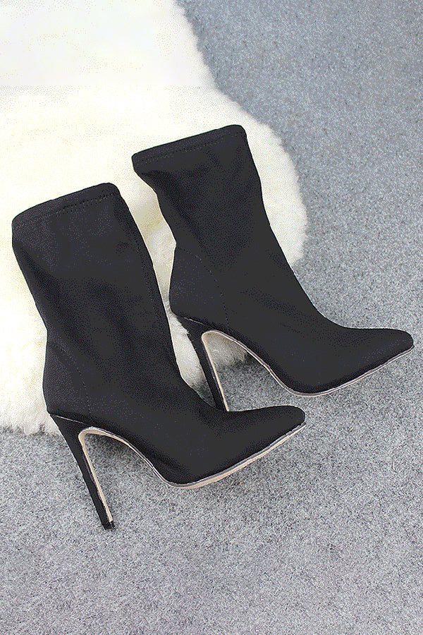 Sexy Stretch Mesh Solid Color Pointed Toe High Heel Boots