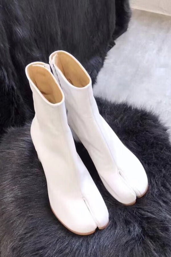 Trendy Faux Lather Solid Color Horseshoe High Heel Boots