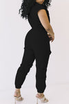  Fashion Cargo Pants Single Breasted Jumpsuit