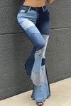 Fashion Denim Wide Leg Panelled Jeans
