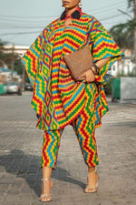 Loose Digital Number Print African Black Men Two-Piece Suit