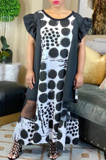 Casual Loose Polka Dot Print Panel Dress