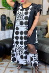 Casual Loose Polka Dot Print Panel Dress