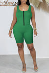  Fashion Tight Solid Color Sleeveless Sports Jumpsuit