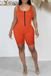  Fashion Tight Solid Color Sleeveless Sports Jumpsuit