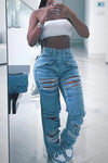 Trendy Street Ripped Straight Jeans