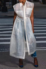 Fashion Organza Sheer Sexy Cardigan Long Dress