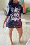 Fashionable Casual Sequin Letter Dress