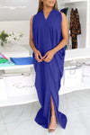 Fashion Solid Color Sundress Sleeveless Loose Robe Casual Dress