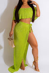  Fashion Sexy Ruffles Solid Color Shorts Two-Piece Set