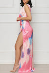 Sexy Sleeveless Vibrant Color Gradient Slit Dress