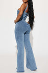 Fashion Casual Sexy Suspenders Flared Denim Jumpsuit