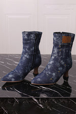 Punk Style Pointed Toe Rivets Decorated Side Zipper High Stiletto Short Boots
