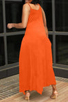 V-neck Solid Color Irregular Hem Plus Size Dress