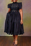 Plus Size Lace Stitching Ruffle Sleeve Babydoll Dress
