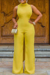 Solid Sleeveless Backless Ribbon Plus Size Jumpsuit