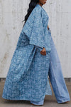 Multi-Length Fashion Print Collarless Plus Size Kimono