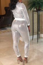 Glitter Sequin Metallic Long Sleeve Two-piece Set