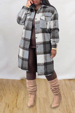Sweet Plaid Button Down Pocket Boucle Overcoat