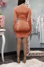 Solid Velvet Studs Side Slit Dress Suit